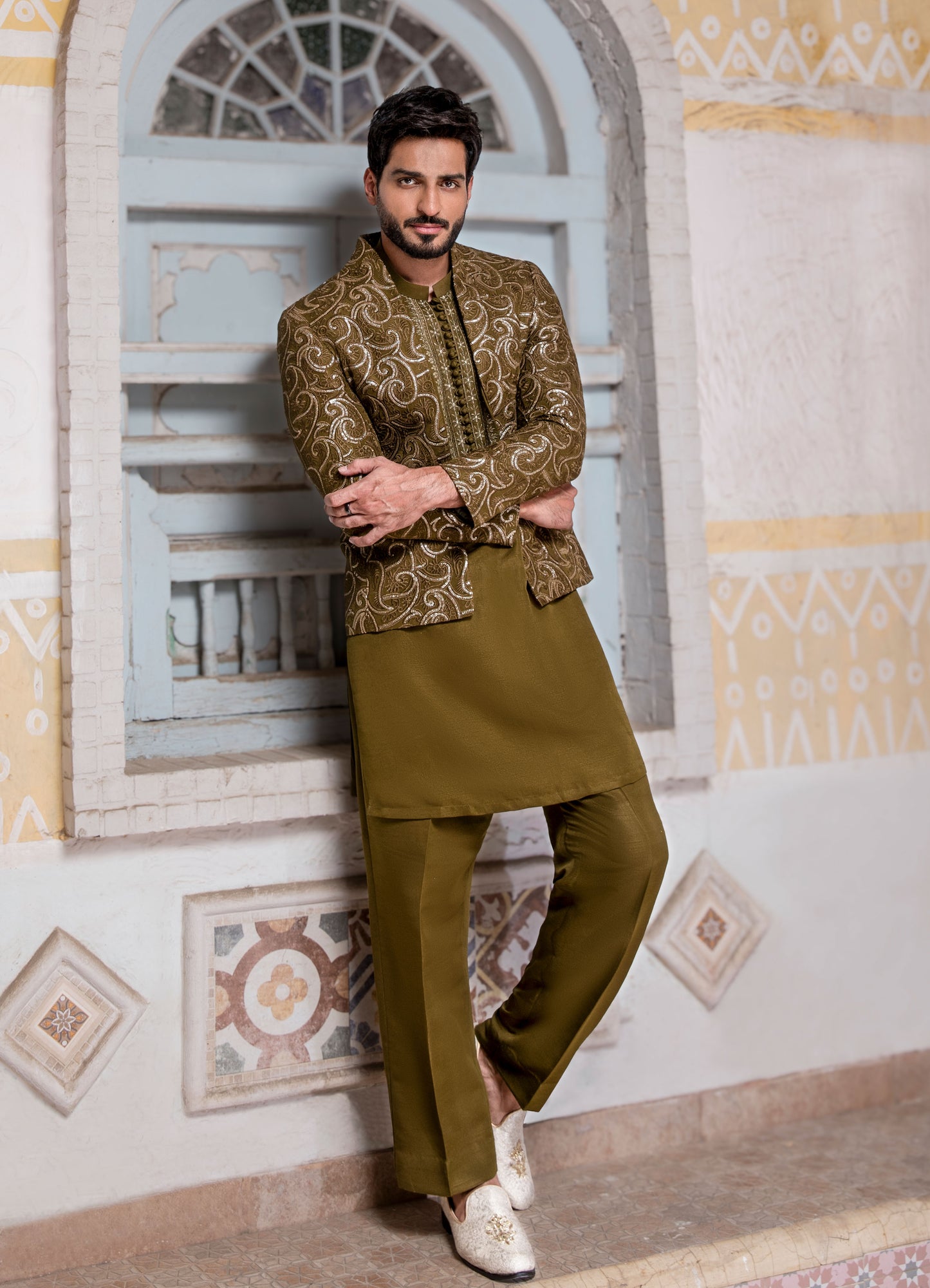 3 PCS SUIT MEHNDI GREEN