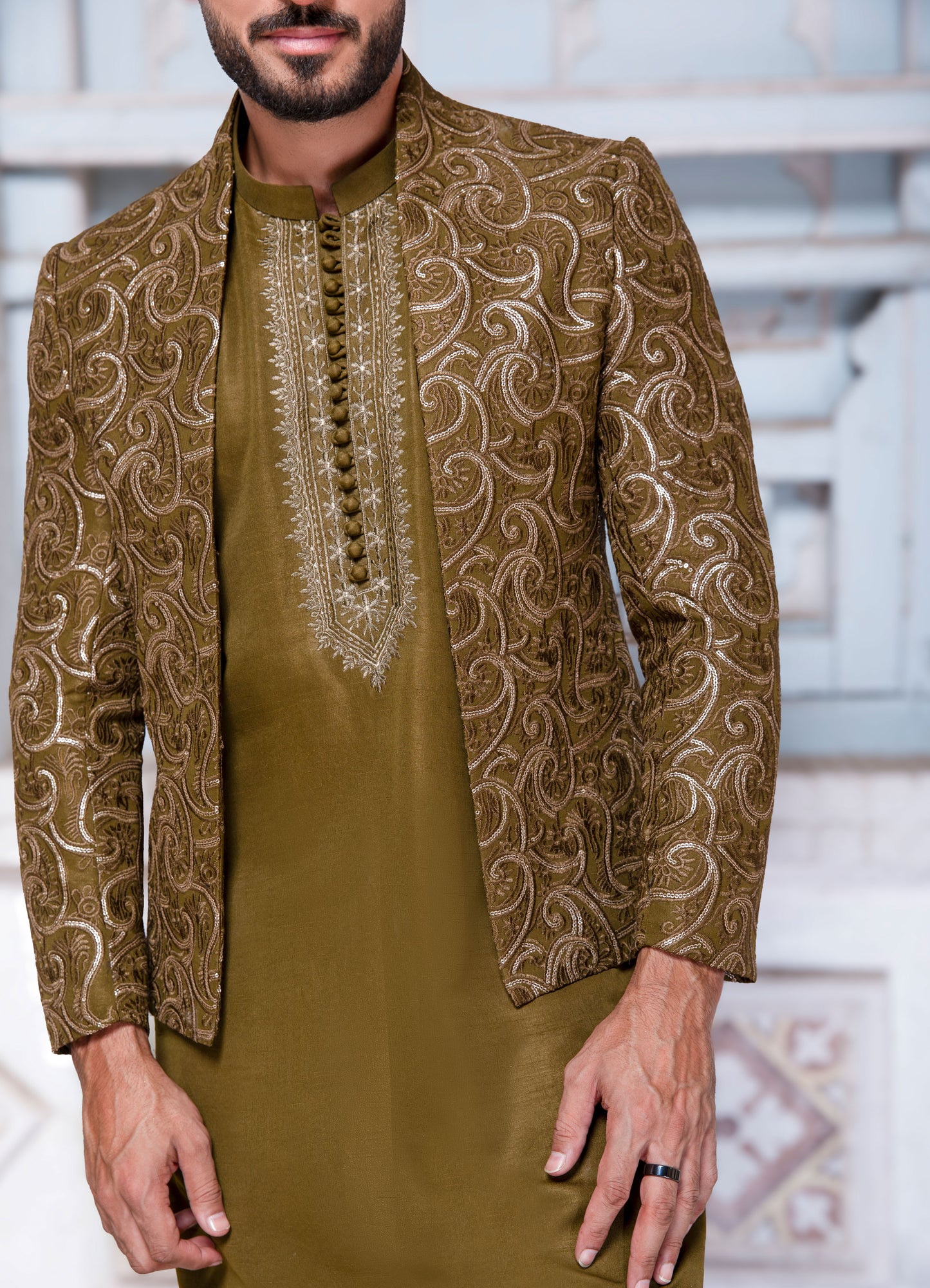 3 PCS SUIT MEHNDI GREEN