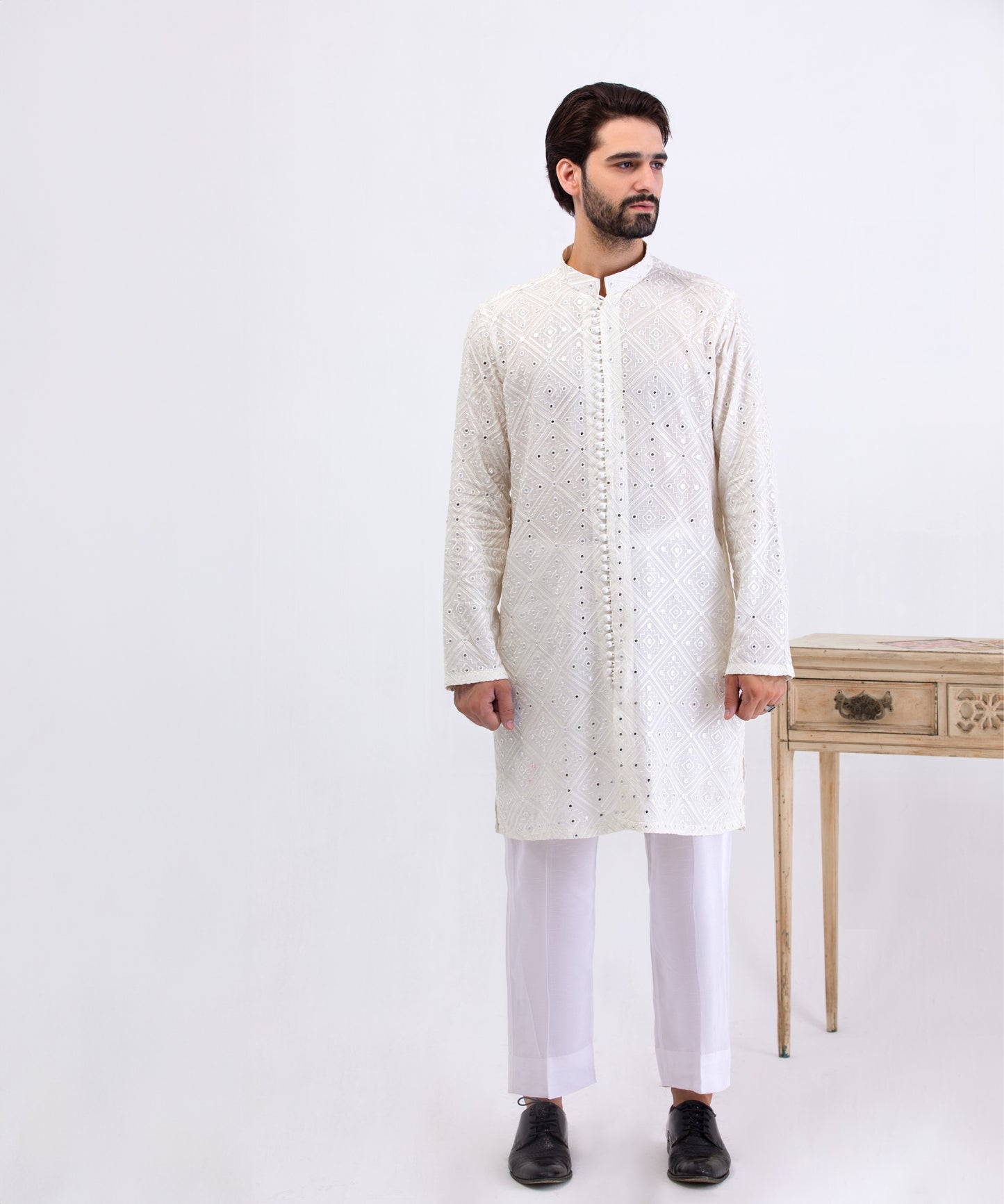 Fabric Premium Self Embroidery with mirror Open Loops