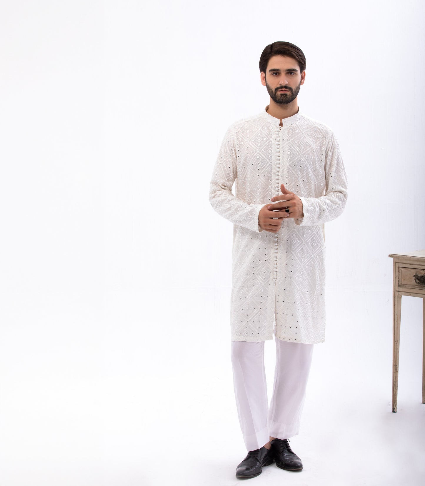 Fabric Premium Self Embroidery with mirror Open Loops