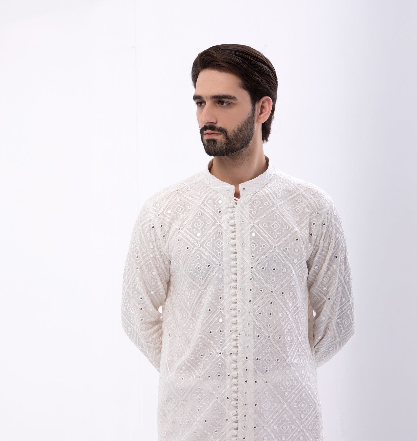 Fabric Premium Self Embroidery with mirror Open Loops