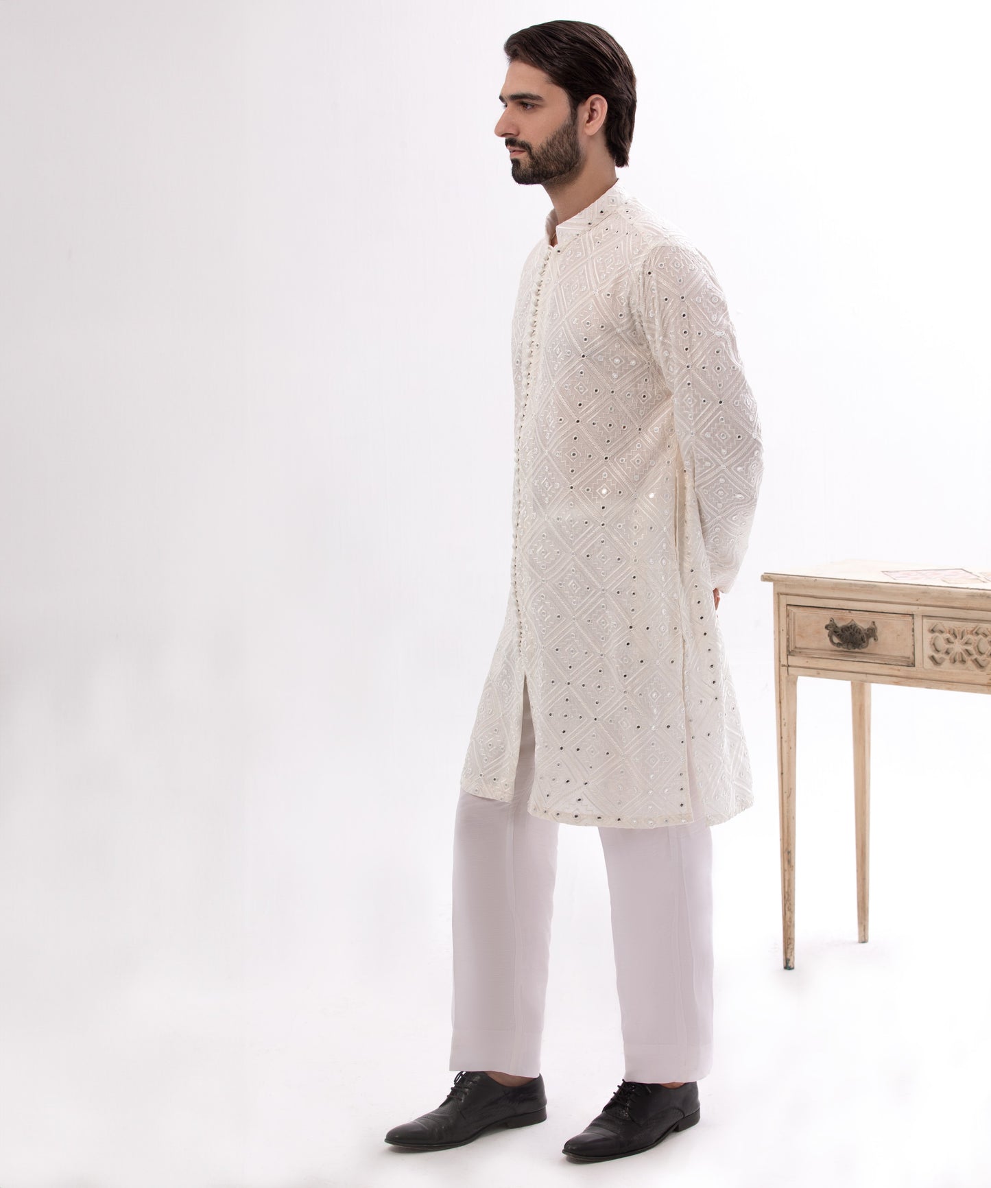 Fabric Premium Self Embroidery with mirror Open Loops