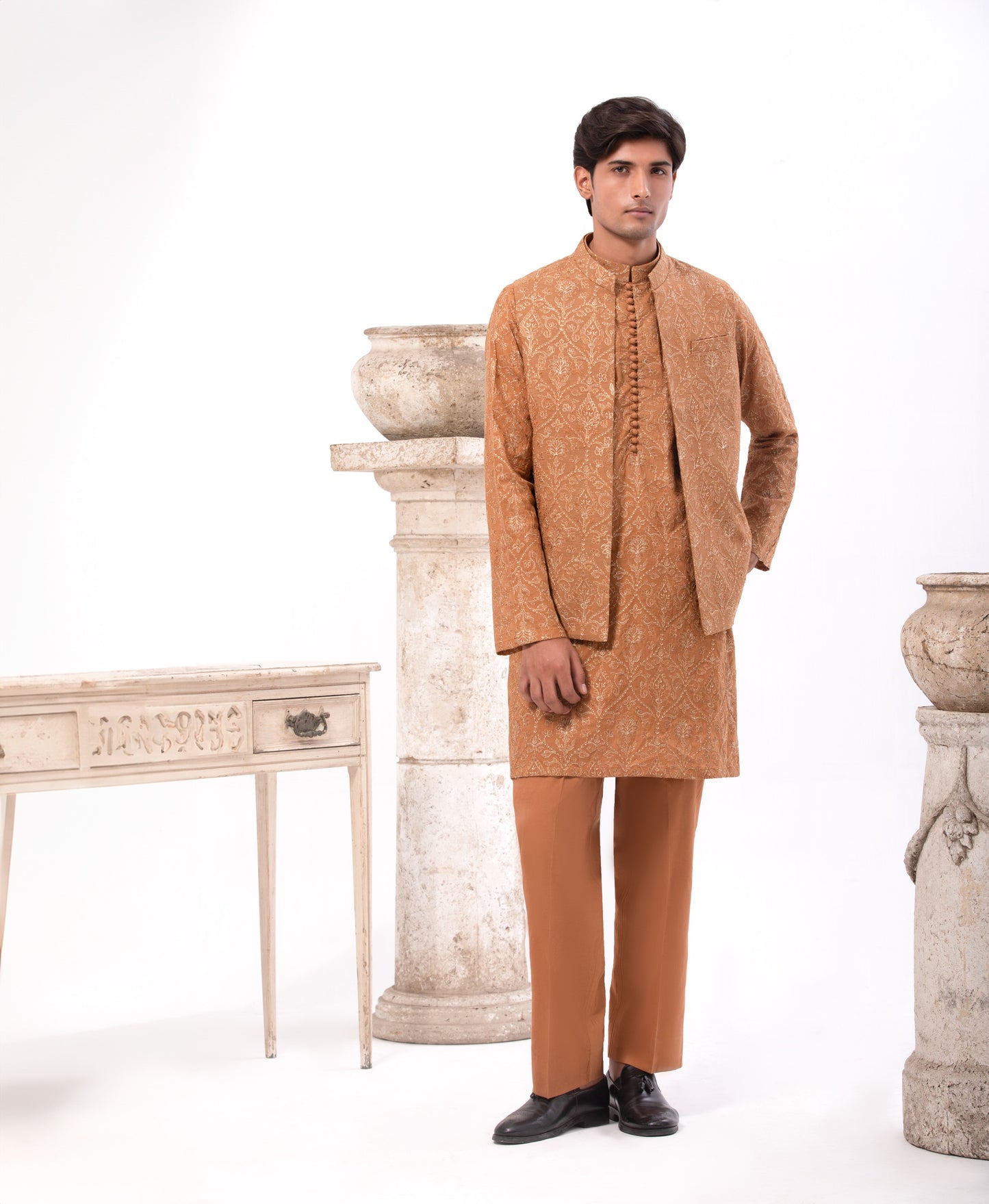 Fabric Cotton Self Thread Embroidery West coat And Kurta&nbsp;