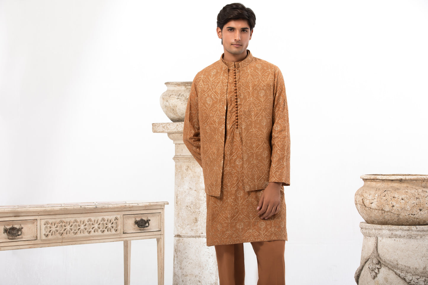 Fabric Cotton Self Thread Embroidery West coat And Kurta&nbsp;